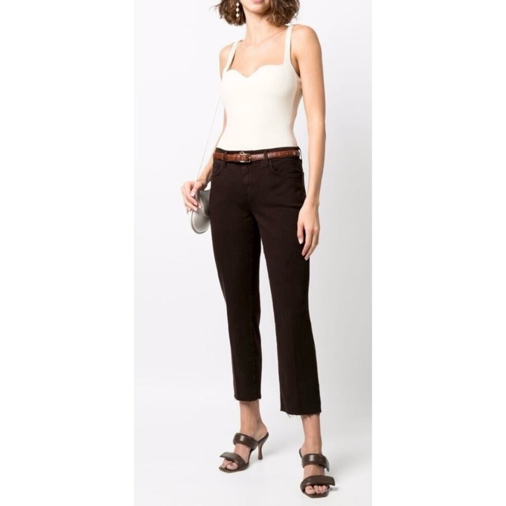 L’Agence Sada Slim Straight High Rise Cropped Jean Espresso Brown 30